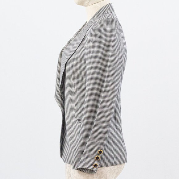 Vintage 90s 6 Silk Houndstooth Blazer - Picture 6 of 10